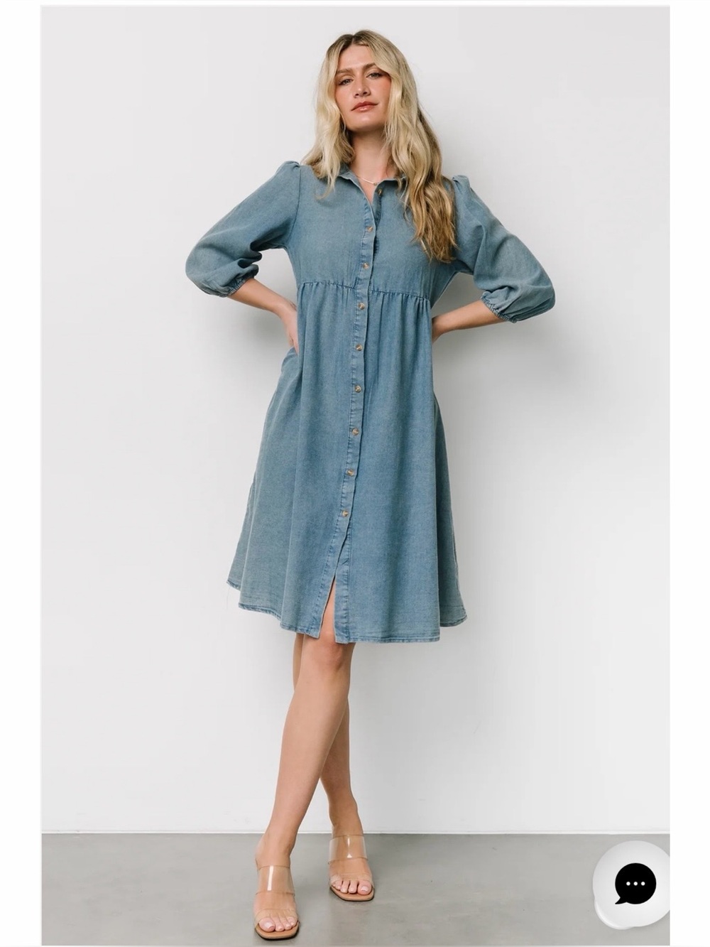 Baltic Born Sari Babydoll Dress in Chambray